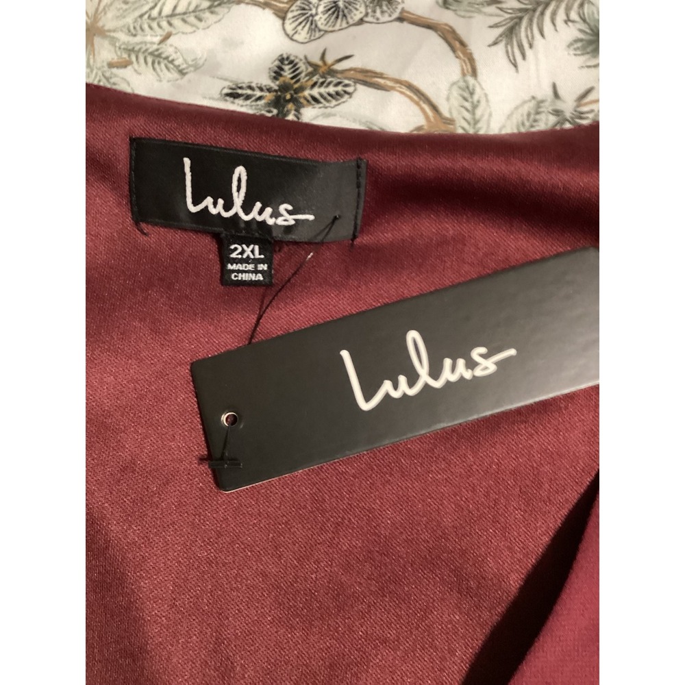 Lulus All About Love Burgundy Maxi Dress Chiffon Flutter Sleeve Formal 2XL NWT - Picture 8 of 11